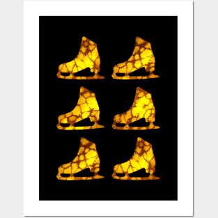 Watercolor Figure Skates (Golden Yellow) Posters and Art